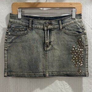 Funhouse Vintage Embellished Denim Mini Skirt